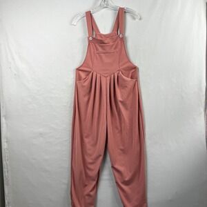 Halara Romper Jumpsuit Womens Waffle Knit Pleated Jogger Pink Overalls Small